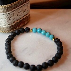 Lava Stone and Turquoise Diffuser Bracelet